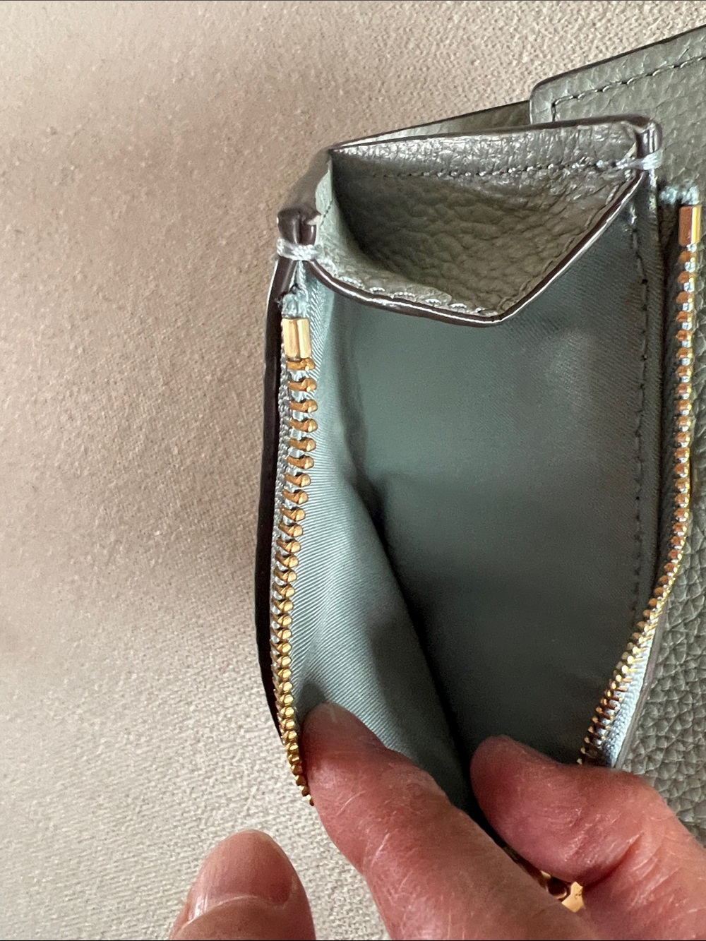 Tory Burch Pebbled Leather Miller Medium Flap Wallet in Blue Celadon - Picture 9 of 11